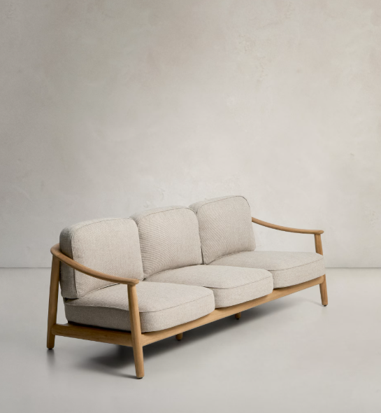 ELUNDA 3-seater outdoor sofa in solid teak wood FSC 100%, 215cm