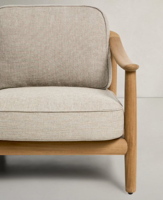 ELUNDA 3-seater outdoor sofa in solid teak wood FSC 100%, 215cm