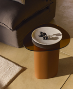 OLIR Side table in tempered glass and brown steel 48 x 46,8 cm
