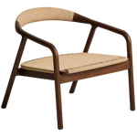 DERILE Armchair in solid oak wood with walnut finish and beige paper rope cord FSC 100%