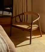 DERILE Armchair in solid oak wood with walnut finish and beige paper rope cord FSC 100%