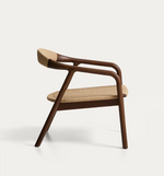 DERILE Armchair in solid oak wood with walnut finish and beige paper rope cord FSC 100%