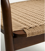 DERILE Armchair in solid oak wood with walnut finish and beige paper rope cord FSC 100%