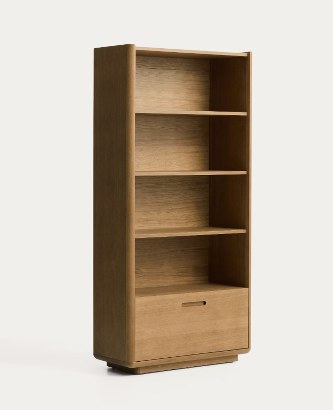 ARELIDA Polica izrađena od hrastovog furnira i masivnog hrastovog drva sa svijetlosmeđom završnom obradom 90 x 185 cm.