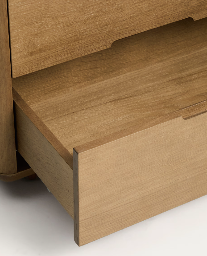 ARELIDA Noćni ormarić od hrastovog furnira i masivnog hrastovog drva sa svijetlosmeđom završnom obradom 65 x 50 cm