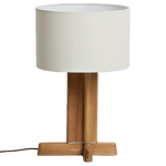 NIANI Table lamp in rubber wood with natural finish and ivory-coloured cotton lamp shade Ø30cm.