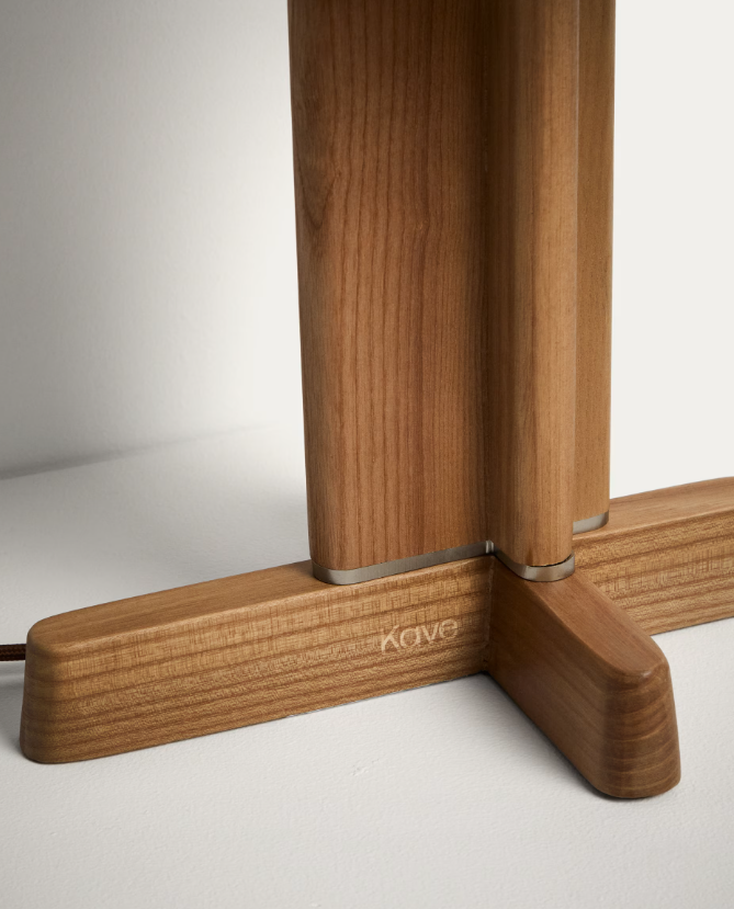 NIANI Table lamp in rubber wood with natural finish and ivory-coloured cotton lamp shade Ø30cm.