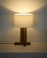 NIANI Table lamp in rubber wood with natural finish and ivory-coloured cotton lamp shade Ø30cm.