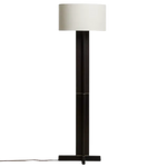 NIANI Floor lamp in rubber wood with dark finish and ivory-coloured cotton lamp shade