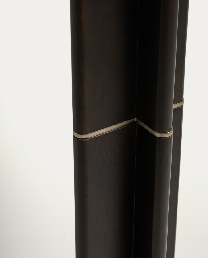 NIANI Floor lamp in rubber wood with dark finish and ivory-coloured cotton lamp shade