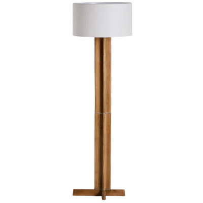 NIANI Floor lamp in rubber wood with natural finish and ivory-coloured cotton lamp shade