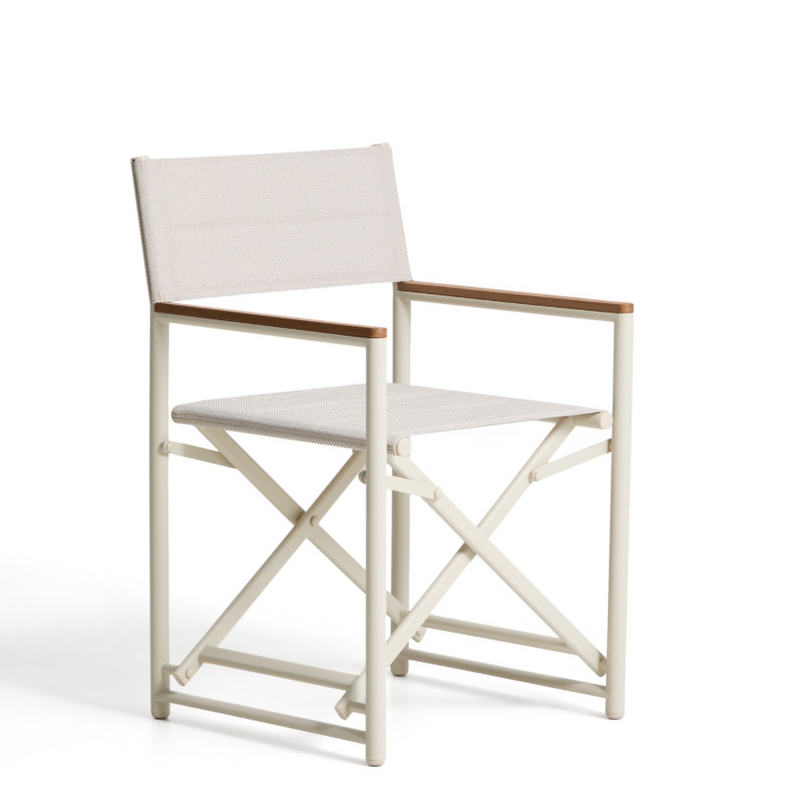TISNO outdoor folding chair in ecru aluminium and ecru texteline
