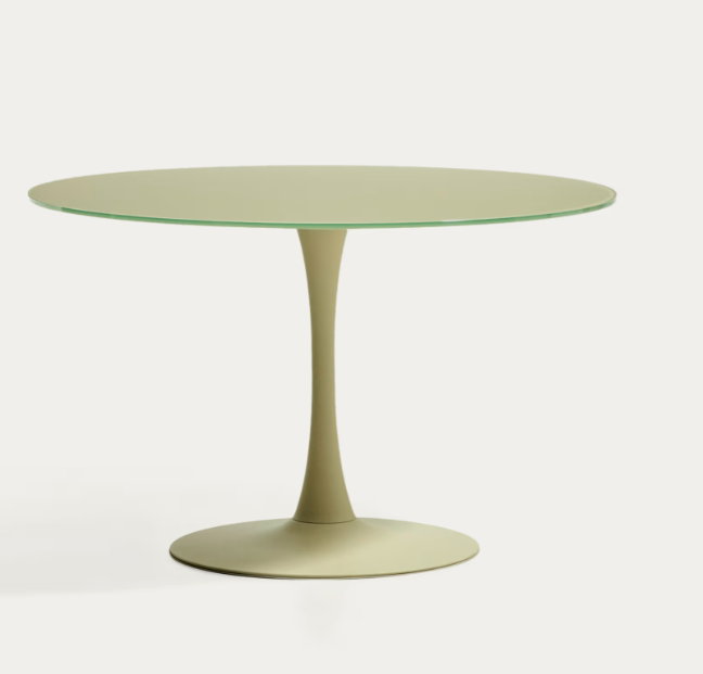VEDIRA Round Vedira table in glass and brown steel Ø120 cm