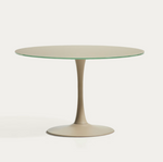 VEDIRA Round Vedira table in glass and brown steel Ø120 cm