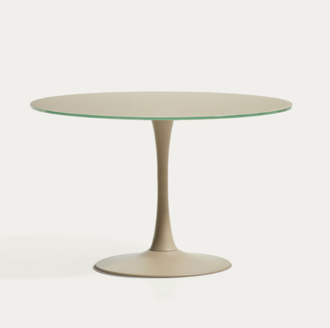 VEDIRA Round Vedira table in glass and brown steel Ø120 cm