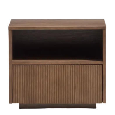 HELVINE TV Bedside table in ash veneer with walnut finish 60 x 52cm FSC 100%