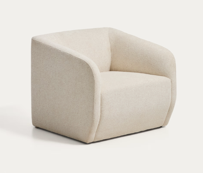 MILARE Armchair in olive green chenille 83 cm FSC 100%