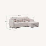 LAIRA trosjed na razvlačenje od chenilea s ležajem, ekru, 246 cm