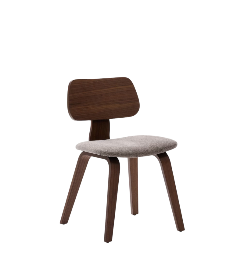 GENA chair in chenille with rubberwood frame