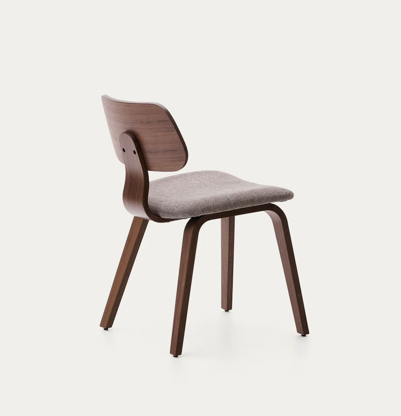 GENA chair in chenille with rubberwood frame