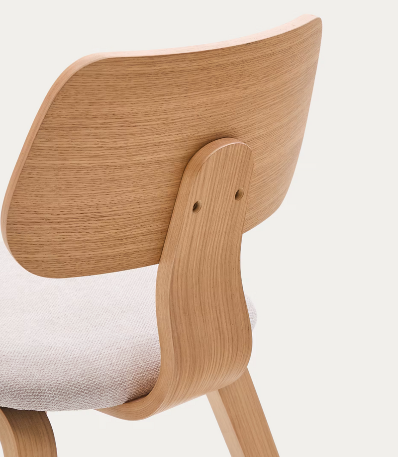 GENA chair in chenille with rubberwood frame