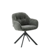 DORINA swivel chair in chenille and steel legs