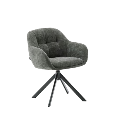 DORINA swivel chair in chenille and steel legs