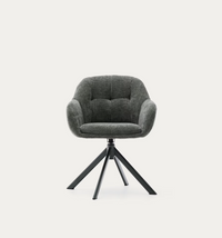 DORINA swivel chair in chenille and steel legs