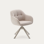 DORINA swivel chair in chenille and steel legs