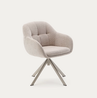 DORINA swivel chair in chenille and steel legs