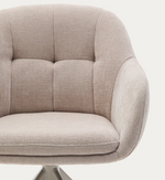 DORINA swivel chair in chenille and steel legs