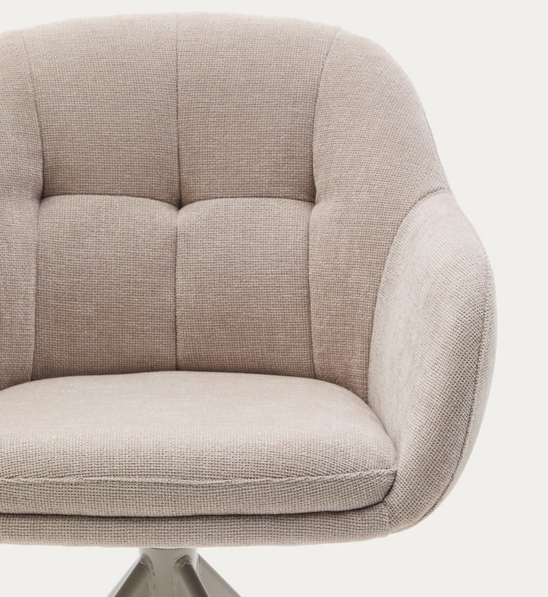 DORINA swivel chair in chenille and steel legs