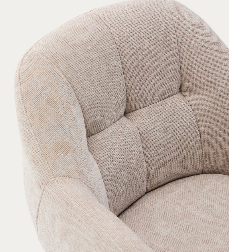 DORINA swivel chair in chenille and steel legs