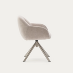DORINA swivel chair in chenille and steel legs