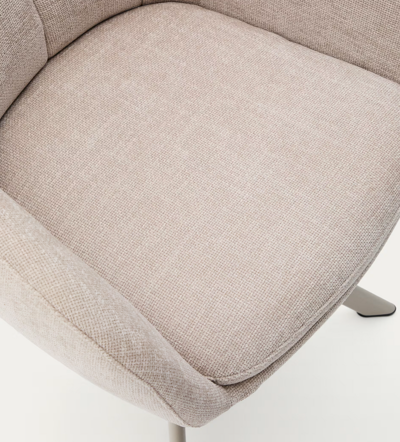 DORINA swivel chair in chenille and steel legs