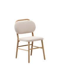 HELDA chair in chenille and solid oak wood