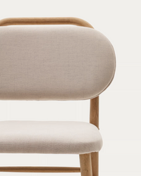 HELDA chair in chenille and solid oak wood