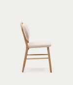 HELDA chair in chenille and solid oak wood