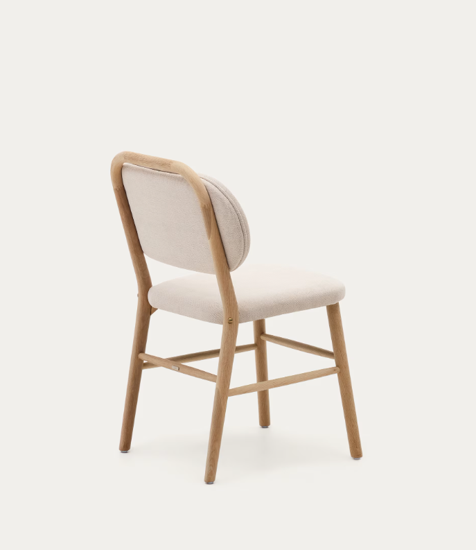 HELDA chair in chenille and solid oak wood