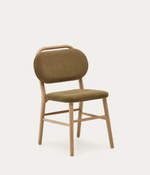 HELDA chair in chenille and solid oak wood