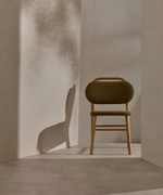 HELDA chair in chenille and solid oak wood