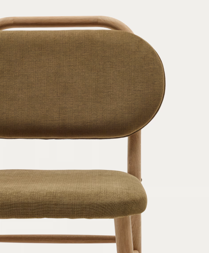 HELDA chair in chenille and solid oak wood