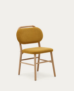 HELDA chair in chenille and solid oak wood
