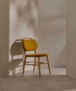 HELDA chair in chenille and solid oak wood