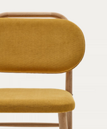 HELDA chair in chenille and solid oak wood