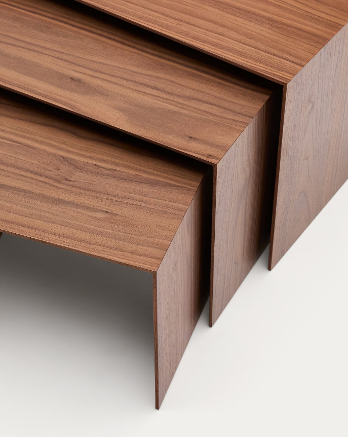 LITTO Set od 3 stola od furnira u prirodnoj završnoj obrai