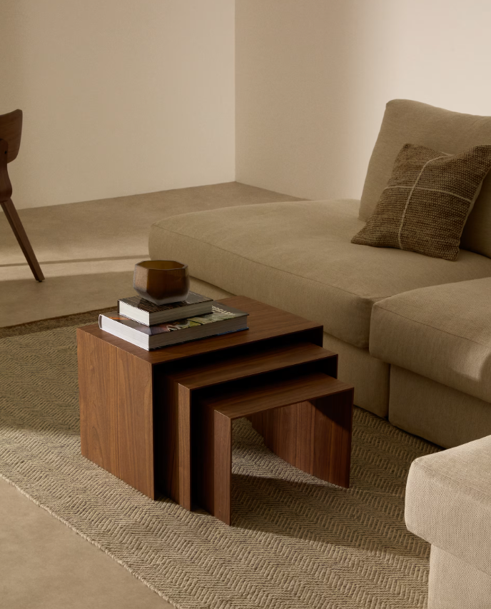 LITTO Set od 3 stola od furnira u prirodnoj završnoj obrai