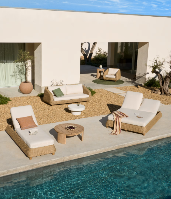 MERIA Sun lounger in synthetic rattan