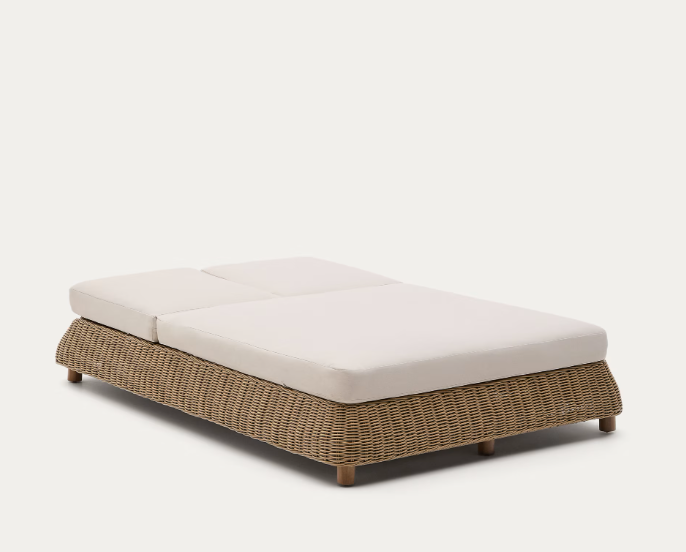 MERIA Double sun lounger in synthetic rattan