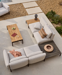 SORELLS outdoor modular 4-seater corner sofa with teak table